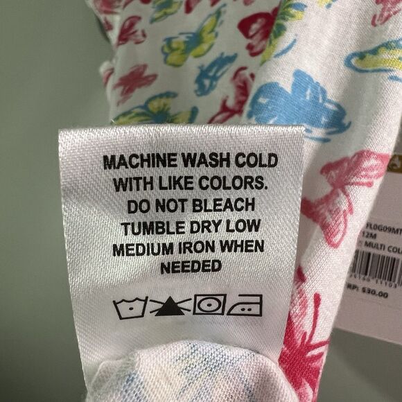 Free planet baby One Piece Romper, white w/ Butterflies, size 12M - Picture 5 of 6